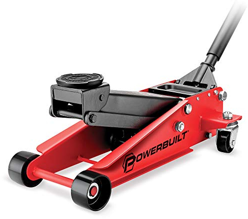 Powerbuilt 3 Ton Garage Jack Car Lift, Dual Piston, Heavy Duty for Car and Truck Vehicles, 8 Pumps to Max Height 18 Inches - Red 620588
