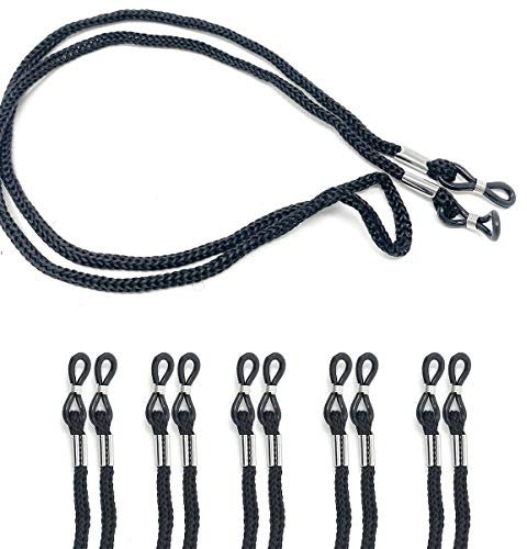 5er Pack Brillenband Billenkordel Brillenkette Schwarz Nylon mit extra robuster 4mm Kordel