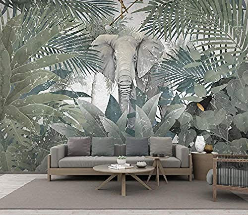 Nordic Tropical Plant Coconut Tree Animal Elephant 3D Wallpaper Enfants Chambre Papier Peint Garçon Papier Peint 3D Salle de séjour Chambre à coucher Salle de séjour Mural murale enfant-430cm×300cm