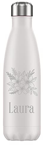 Bouteille isotherme personnalisable Mabouteille® couleur Blanche - Gourde isotherme 750 ml double paroi avec gravure laser pour prénom, surnom, date, logo… [ Bouteille personnalisée ]