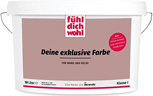derendo Fühl Dich Wohl Deine Farbe rot, matte Wandfarbe rot, hohe Deckkraft, verschiedene Rottöne zur Auswahl (10L, Rosenholz)