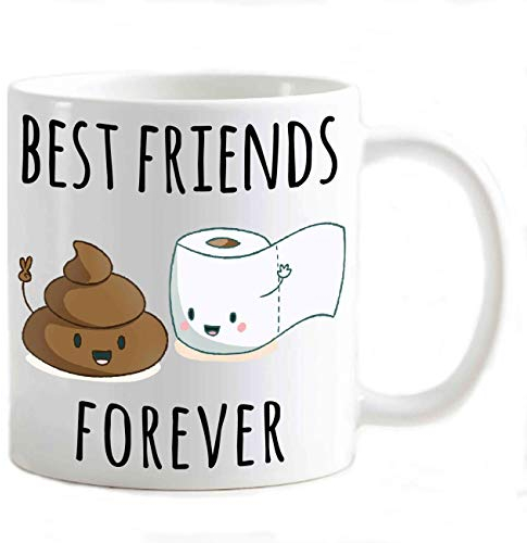 My Cust Tazza Mug personalizzabile caffe' + sigaretta uguale cacca Divertente scherzo best friends migliamico carta igienica cacca sisegno completo sullo stesso lato