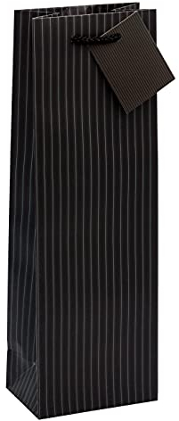 TSI Sac cadeau Série Rayures fines, lot de 12, taille : bouteille (36 x 12 x 8 cm), N° d'art. 86280