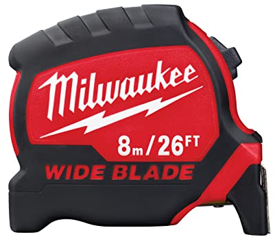 Milwaukee - Cinta métrica de hoja ancha premium de 8 m (33 mm de ancho)