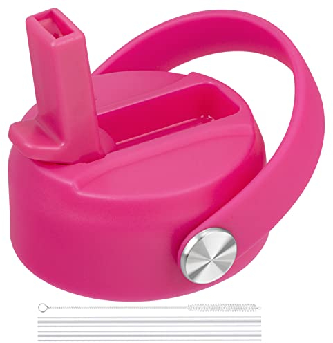 Straw Lid for Hydro Flask Wide Mouth Water Bottles, Top Lids with Straw Compatible with Hydro Flask 32 40 oz, Replacement Cap Wide Mouth Straws Flip Lid Flex Handle (Pink)