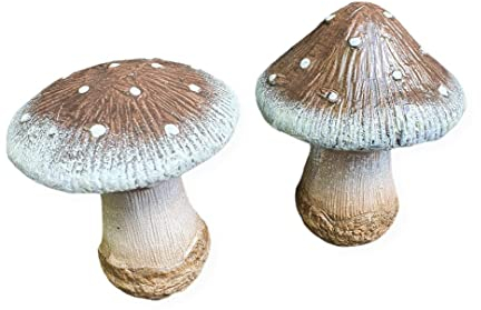 Aspinaworld Gartenfigur, Gartendeko, Fliegenpilz 2er Set, 13 cm, Pilz Figur, Gartenstatue, Wohnzimmer Deko, Teichdeko, Balkonfigur, Deko Pilz