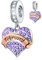 Febbraio Birthstone Charms si adatta Pandora San Valentino Bracciale, 925 Sterling Silver Sparkle Pave Cuore Ametista Viola CZ Pietra Pendente Bead, Regali di compleanno per la sposa/matrimonio/moglie