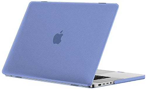 Gahwa Funda Dura Compatible con MacBook Pro 14 Pulgadas 2021-2023, Modelo M1 A2442/M2 A2779/M3 A2992 A2918 Carcasa, Textura de Fibra de Carbono Case, Ultra Delgada de Plástico Duro - Azul Claro