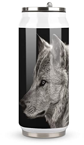 Thermobecher Aus Edelstahl Wolf Travel Mug Kaffeebecher Auslaufsicher Trinkbecher Für Jungen Mädchen 500ml