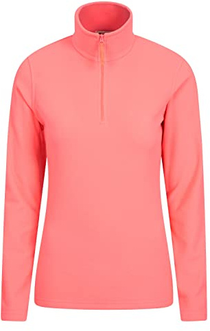 Mountain Warehouse Camber Half Zip Womens Fleece - Lightweight, Warm & Cosy Half Zip Sweatshirt Top - Camping, Outdoors, Travelling & Hiking Diva Pink XXS