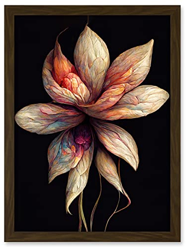 Doppelganger33 LTD Abstract Flower Display On Dark Background Artwork Framed Wall Art Print A4