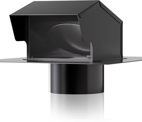 Roof Vent Cap - Hon&Guan Roof Vents 4 Inch Galvanized Steel Bathroom 4 Roof Exhaust Vent for Ventilation System-with Damper, Black