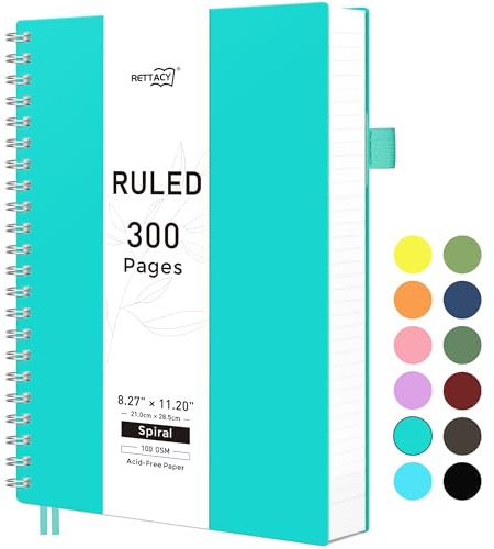 RETTACY A4 Spiral Notebook College Ruled Lined Journal - Tiffany Blue