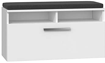 Oggi Toledo Riva Schuhbank Schuhbank mit Sitz Schuhaufbewahrung für den Flur kleine Bank im Eingangsbereich Schuhregal mit Sitz Schuhablagen für den Schrank im Flur 85x35x46 cm, weiß