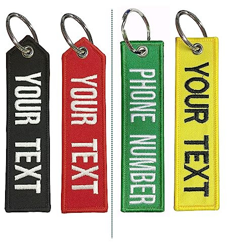 Porte-clés personnalisé, chaîne de clés personnalisée,numéro brodé personnalisé accessoires de bague de clé de tag de clés pour motos, scooters, voitures et cadeaux (Porte-clés- A)