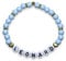 Majas Perlen Armband mit Name Hellblau Gold Acryl 6mm - echte Edelsteine Rosenquarz Labradorit Amazonit uvm. Namensarmband Geschenk Lieblingsmensch - Handmade Personalisierbar