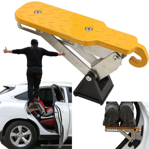 MIGIFTDY Auto Türstufe, Autotür Pedal car Doorstep car roof Rack Step Vermeiden Sie Kratzer und Beschädigungen Fahrzeug Universal Doorstep Passt die Fahrzeug mit Den U Türfallen SUV, Jeep, RV (gelb)