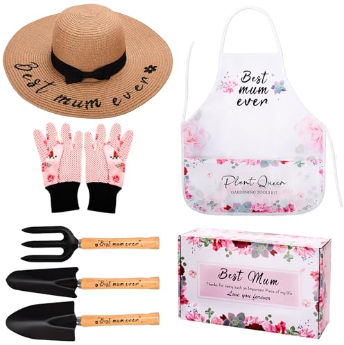 7 regali da giardinaggio per mamma, migliori regali per la mamma di sempre, kit da giardinaggio con guanti da giardinaggio personalizzati, accessori per cappelli personalizzati, set regalo per la