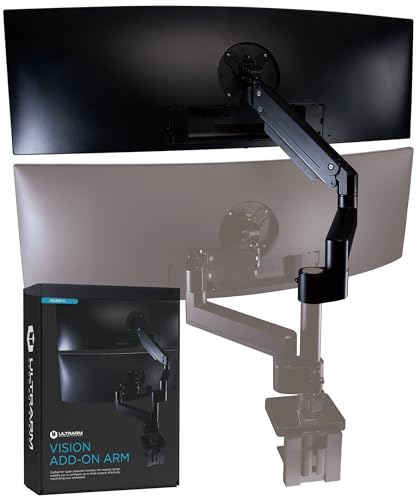 ULTRARM Heavy Duty Extension Arm [Accessory Only - Requires MA20P-S Single Monitor Arm for Use] Dual 49 Vertical Stacked Monitor Mount Height Adjustable - 100x100 VESA Mount, Black, MA20P-A