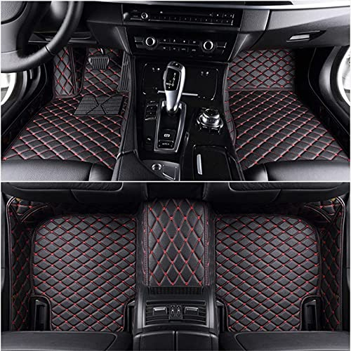 TEDE Fußmatte Auto für Jeep Grand Cherokee WK2 2011 2012 2013 2014 2015 2016 2017 2018,Leder Allwetter-Automobil Bodenteppich Volle Abdeckung Schutz Bodenbelag,A/BlackRed