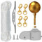 NQ Fahnenmast Zubehör Set,Fahnenmast Reparaturset,Fahnenmast-Reparaturteile inkl.Kugel,Seil,Karabiner, Klampe,Topper aus Aluminium mit Seilrolle Flag Parts(Gold)