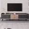 Merax Fernsehschrank Fernsehtisch TV Lowboard TV Cabinet Sideboard mit Zwei Schubladen Schwarz TV Lowboard TV Schrank Wohnzimmer Möbel TV Kommode TV Bank TV Tisch