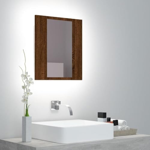 ZEYUAN Spiegelschrank Braun Eichen-Optik 40x12x45 cm Holzwerkstoff, Alibertschrank Bad, Badschrank, Badezimmerschrank, Badezimmerspiegelschränke, Badezimmer-spiegelschrank - 822835