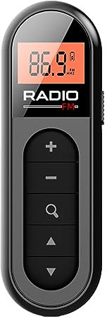 NATHA Mini Radio FM de Bolsillo Receptor de Radio PortáTil Recargable de 76-108 MHz con Pantalla LCD Retroiluminada Auriculares de 3,5 mm con Cable