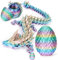 3D Printed Dragon in Egg - 3D Dragon Egg Toys - Full Articulated Crystal Dragon With Dragon Egg - Fidget Toys for Executive Home Office Desk (Macaron Color)