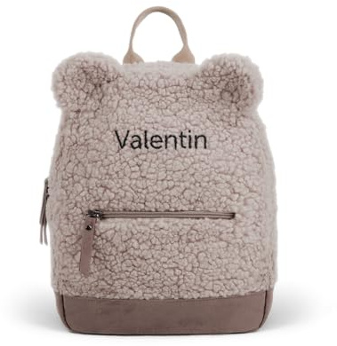 your surprise Personalisierbarer Rucksack aus Moumoute – personalisierbarer Beutel mit Namen Bestickt, Reißverschluss und beigem Griff (Kleinkind – Taupe)