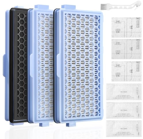 Toaren 3 Set di filtri per Aspirapolvere Miele,Filtri HEPA Airclean per Miele Compact C1&C2,Complete C2&C3,S8340,3 filtri HEPA con 1 spazzola di pulizia per le serie S4000,S5000,S6000&S8000