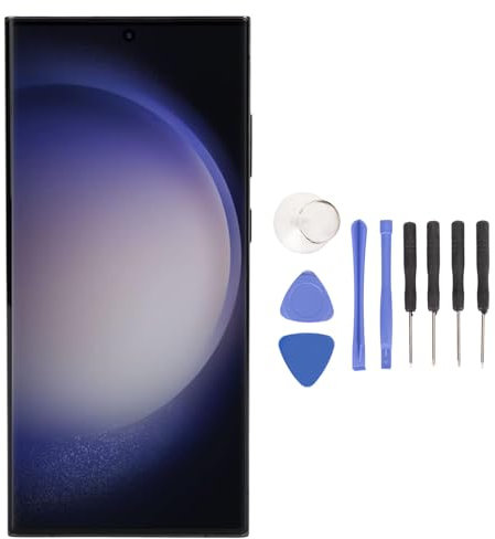 Reemplazo de Pantalla para S23 Ultra, Pantalla Táctil LCD OLED Digitalizador con Marco de Huellas Dactilares y Kits de Herramientas de Reparación, Conjunto de Teléfono de