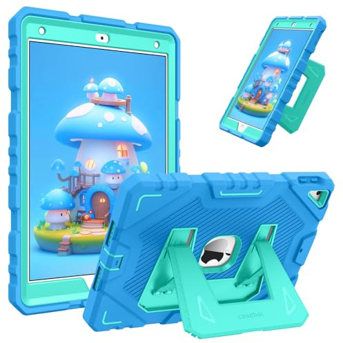 Fintie Funda Niños para iPad de 10,2 Pulgadas de 9/8/7 Generación | (Modelo 2021/2020/2019) - Resistente a los Golpes, Funda de Cuerpo Completo con Soporte Integrado, Azul + Verde