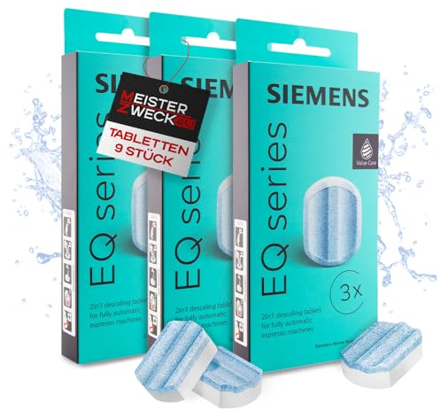 MEISTERZWECK4U 2in1 Entkalkungstabletten 9 Tabletten für Kaffeevollautomaten kompatibel mit Siemens EQ series TZ80032A - Entfernt Kalk, schützt vor Korrosion - Entkalter & Reinger Kaffeemaschine