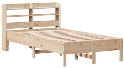 vidaXL Massivholzbett, Holzbett Bett mit Kopfteil, Bettgestell Bettrahmen mit Lattenrost, Doppelbett für Schlafzimmer, 120x200cm Kiefer