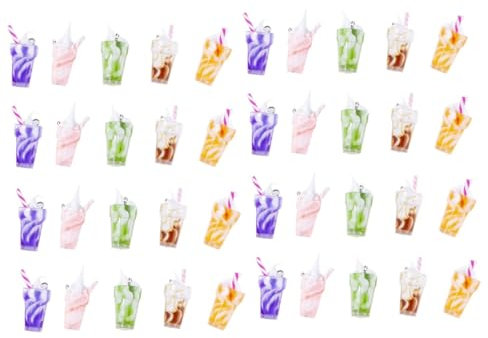 Gogogmee 40 Stück Imitierte Eiscreme Hängedekoration Mini Eisbecher Perlenmilch DIY Ohrringe Charm Halter Für Halskette Bubble Tea Miniatur Mini Cup Charm DIY Anhänger