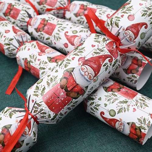 Volsha 10 luxuriöse Knallbonbons für Weihnachten, 10 Hüte, 20 Saiten, Weihnachtsspiel, DIY-Knallbonbons, festlich, saisonal, Rot