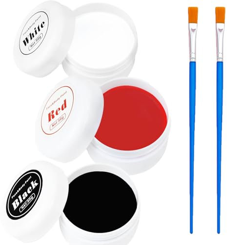 Black + White + Red Face & Body Paint - Halloween Cosplay SFX Makeup