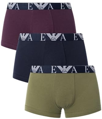 Emporio Armani Mens 3 Pack Logo Trunks Green/Blue/Red 20385 L