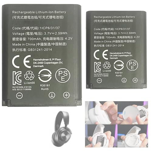 Aousavo NP-45 (2 unidades) batería de repuesto compatible con SteelSeries Arctis Nova Pro, 61527 Wireless Bluetooth Headsets Multisystem Gaming Headset,Bosch S6EA, Bosch Nyon, 82-2-7136898 Spare Accu