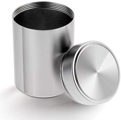 WLLHYF Portable Metal Small Pill Case, Round Aluminium Alloy Pill Holder Pocket Small Pill Box Waterproof Medicine Organizer Bottle Container for Travel Outdoor Vitamin Fish Oils(Silver)