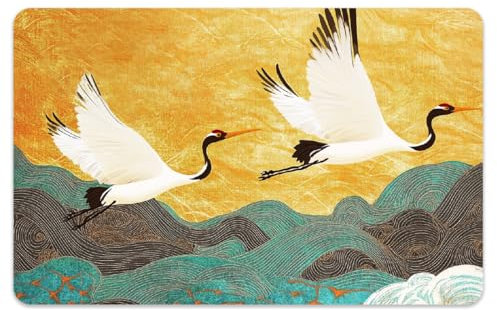 Peacoblue 4 Stück Aufkleber für Bankkarten Kraniche mit Berg und Wolke Benutzerdefinierter Skin Cover Schutz für Kredit Debitkarten,Wasserdicht Kratzfest Aufkleber für EBT-Transportschlüsselkarte