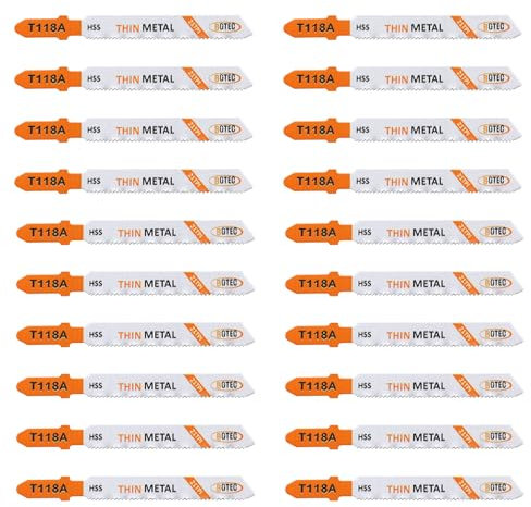 20PCS T Shank Jigsaw Blades Set - BGTEC HSS(M2) Jig Saw Blades for Wood, Plastic and Metal Cutting(T118A)