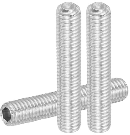 PATIKIL 10 Pcs Hex Socket Grub Screw, M8x45mm Flat Point Grub Bolt 304 Stainless Steel Head Socket Set Screws for Door Handles Light Fixture Repair