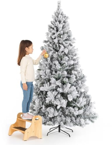 BAKAJI Albero di Natale Foltissimo Rami a Innesto, Decorazione Natalizia Molto Folta, Punte Bianche e Base a Croce, Addobbo Natalizio Molto Pieno (Bianco Winter Palace, 180 cm)