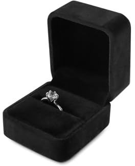 AfitLulu Ringbox Samt Ring Aufbewahrung Ringbox Hochzeit Elliptisch Verlobungsring Box für Vorschläge, Verlobungen und Hochzeiten (Schwarz)