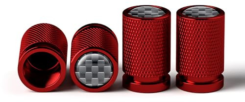 Reifen Ventil Kappen für Audi RS3 RS4 RS6 RS5 RS7 S5 SQ5, Carbon Fiber Reifenventilschaftkappen Aluminium Reifenmarkierer für Stabilen Reifendruck,Carbon Fiber-Red