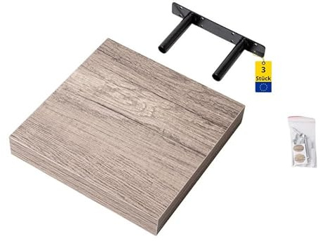 Velano Wandregal - Bücherregal - Schweberegal 3er Set 23,5x23,5 Braun Eiche | Regal Wand - Regalbrett - Küchenregal - Bücherregal Kinder - Deko Wohnzimmer - GewürzregalHolz - Wanddeko Regale Boho Deko