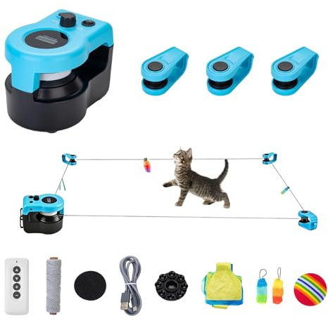 Katzenspielzeug für Indoor-Katzen, Interaktives katzenspielzeug mit Automatik-/Fernbedienung, Einstellbarer Geschwindigkeit Simuliertes Katzenjagdspielzeug für gelangweilte Kätzchen, Laufen, Traini