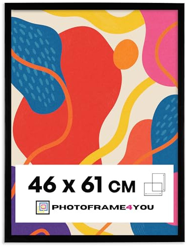 Photoframe4you - Bilderrahmen 46x61 cm Kunststoff mit Acrylglas - Schwarz | Für Poster, Fotos, Puzzles und Urkunden, leichtes Kunststoffprofil für Wanddeko im Hoch- und Querformat - Nancy